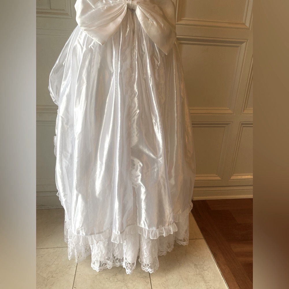 VINTAGE 1980S GUNNE SAX 5/6 XS JESSICA MCCLINTOCK FORMAL WEDDING GOWN LACE SATIN - Picture 9 of 12